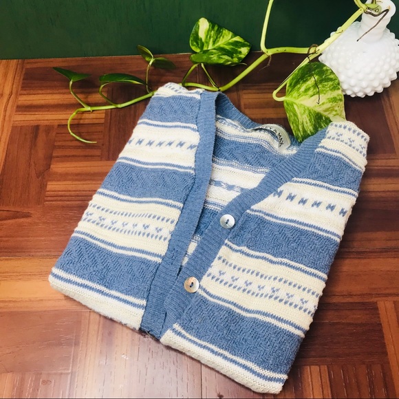 vtg vsco 90s ribbed striped short crop cardigan - Picture 5 of 6